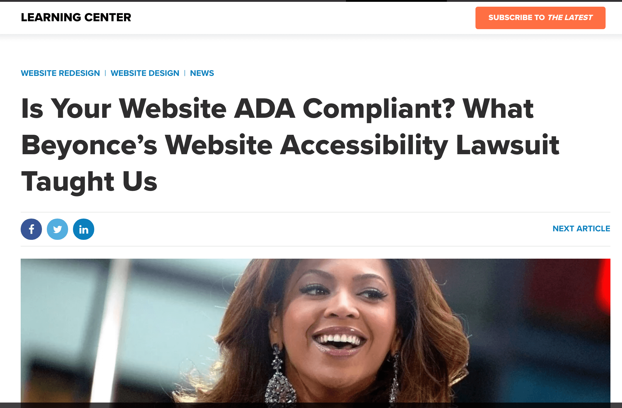 article Beyonce website accessibility lawsuit